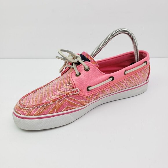 Sperry Top Sider Womens Size 8.5 Pink Sequin Slip On Boat Sneaker Shoes 9688904 - Picture 3 of 9